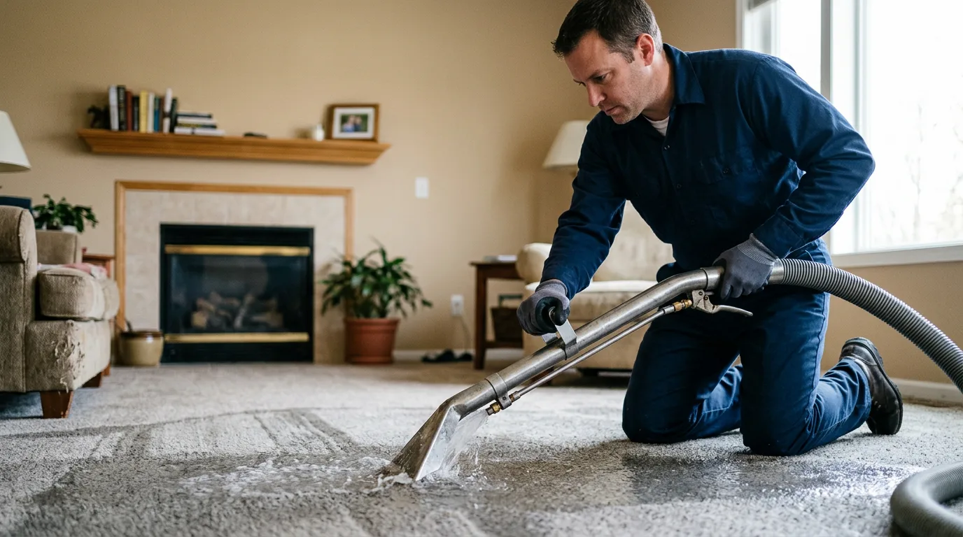 Water damage restoration technician working near Paoli, IN